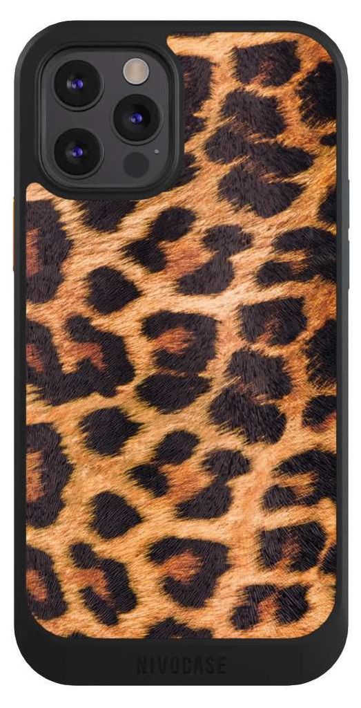 NIVOCASE Hülle für Apple iPhone 12 Pro Handyhülle NIVOcore Case Schwarz Animalprint Fell Leopard