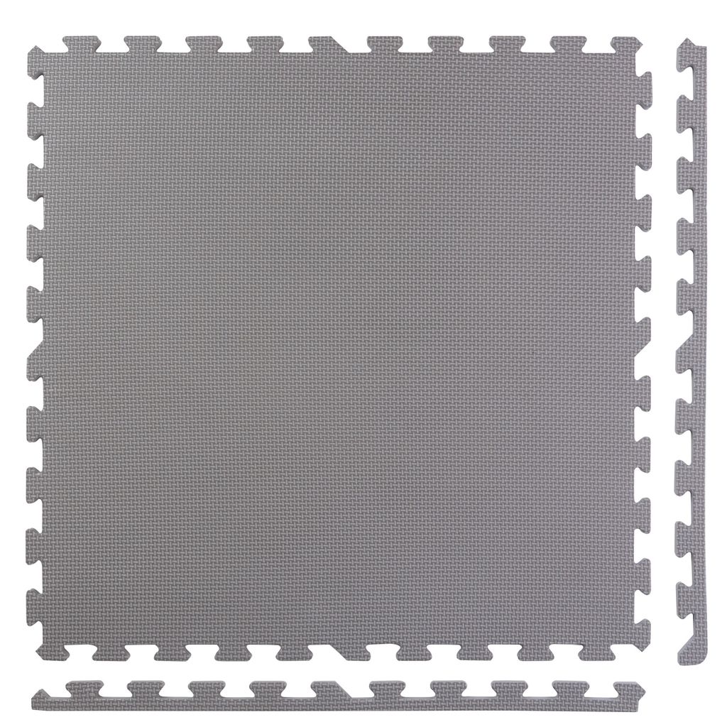 BodenMax Sportmatten rutschfeste Bodenschutz Fitness Bodenmatten Pool Unterlegmatte gross dick | 58x58x2.5 cm grau | 18 Stück