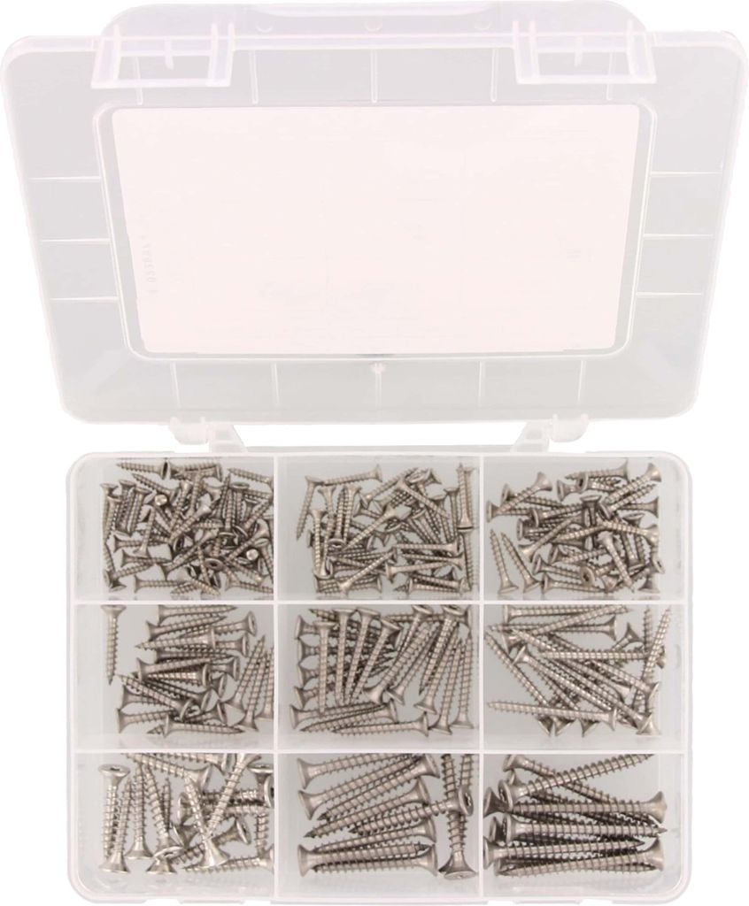 MARINETECH Sortiment Spanplattenschrauben, 8152174110, Senkkopf, TX, A4, 3,0-5,0 mm, 210-teilig