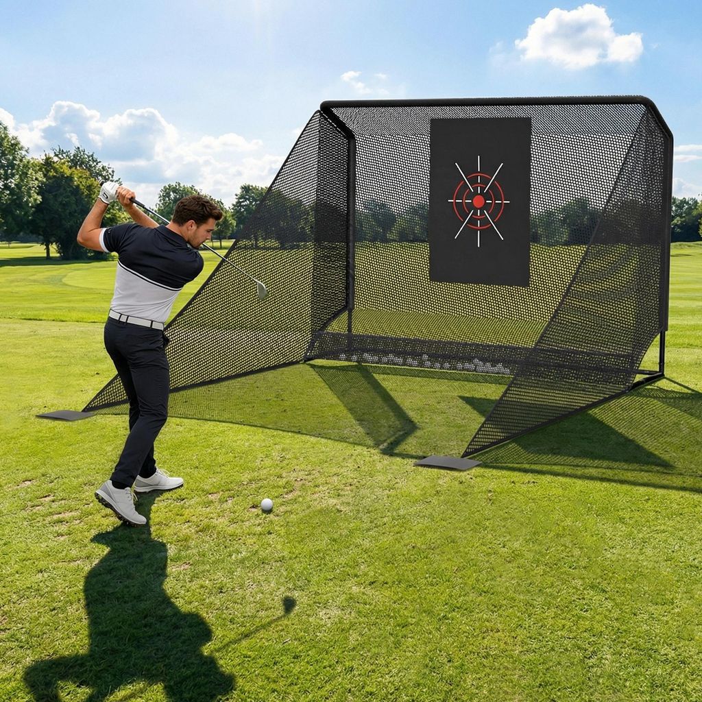 Golfnetz Übungskäfig Trainingsnetz 3x2x3m mit Zielscheibe  Produktbild 