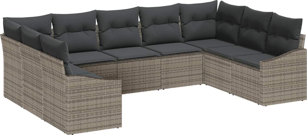Maison Exclusive - Gartensofa-set mit Speicher 9 pcs Grau Poly-Rattan