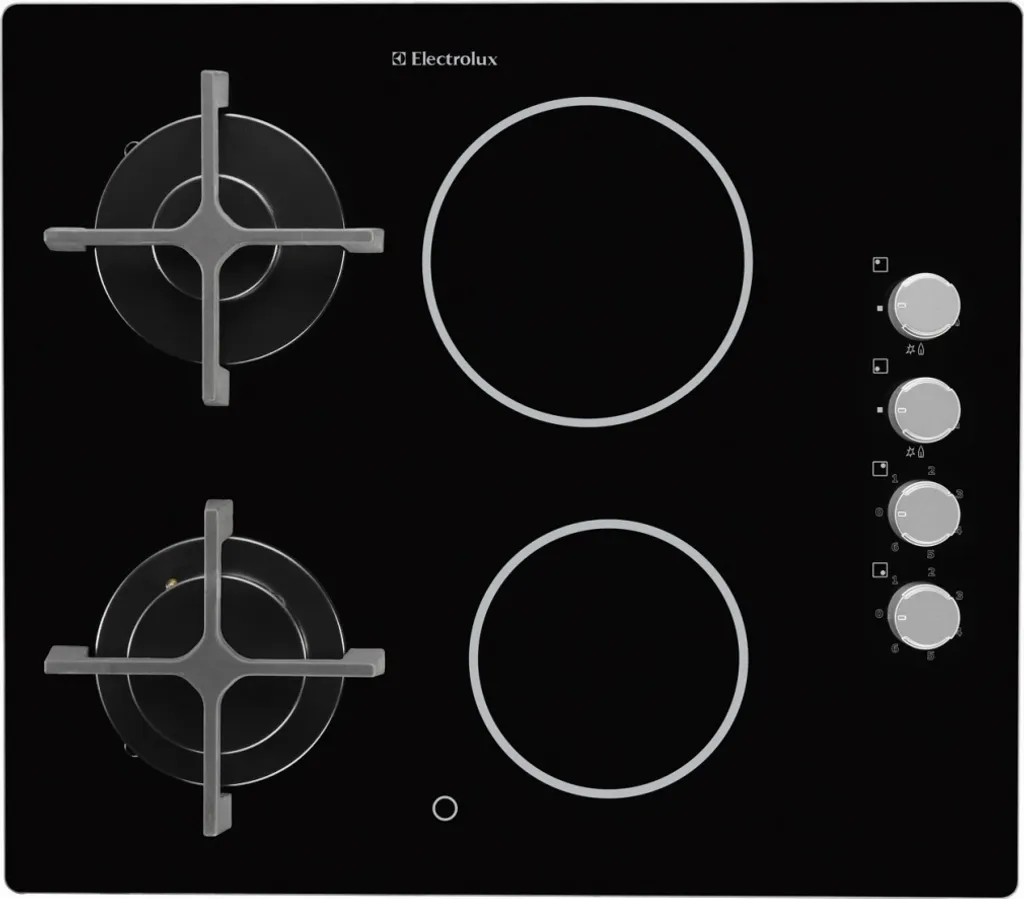 Table de Cuisson Mixte 4 Zones Electrolux EGE6172NOK Verre Noir 60cm