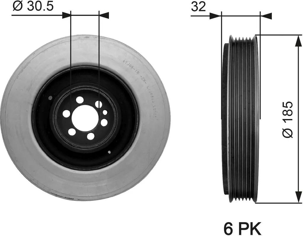 Stop bruits moteur : Poulie vilebrequin GATES TVD1042 pour Fiat et Alfa Romeo