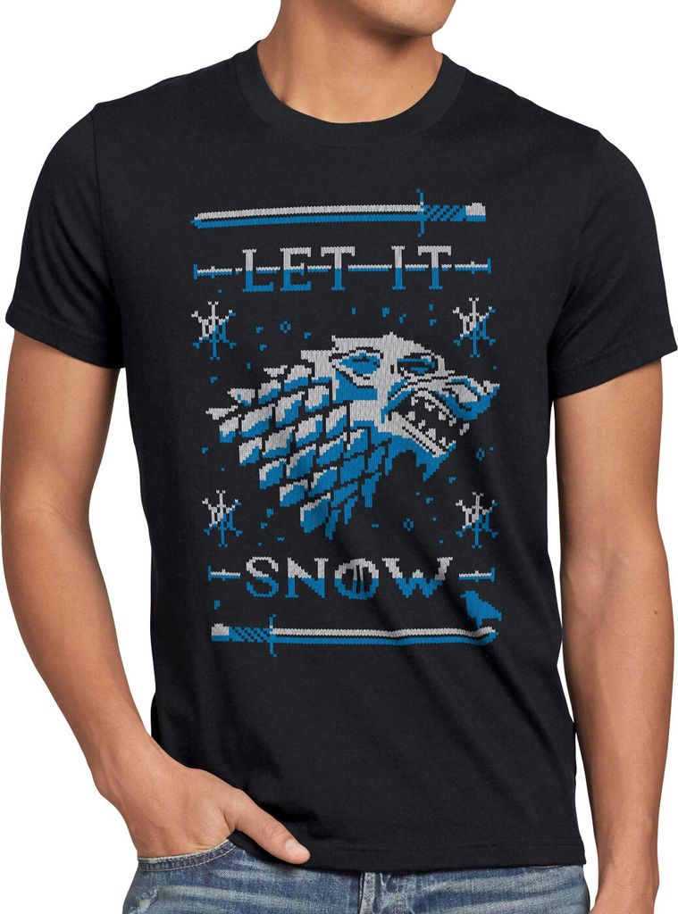 style3 Snow Ugly Sweater Herren T-Shirt staffel lied von eis und feuer x-mas pulli weihnachtsbaum
