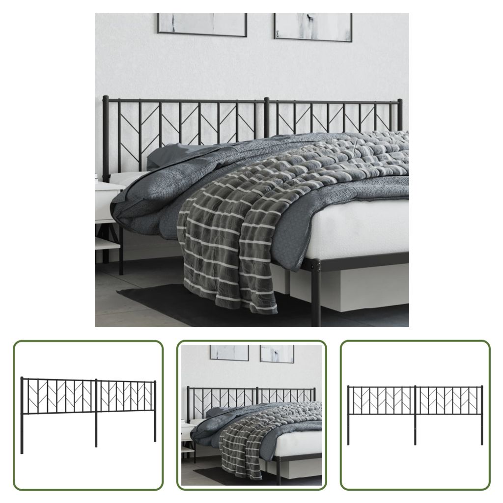 The Living Store Kopfteil Metall Schwarz 200 cm