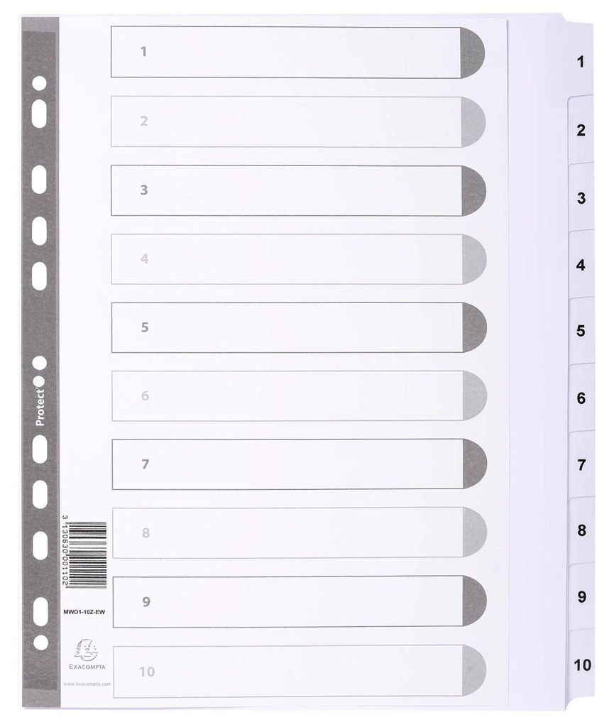 Exacompta MWD1-10Z-EW Registerblätter DIN A4 mit 10 Produktbild 