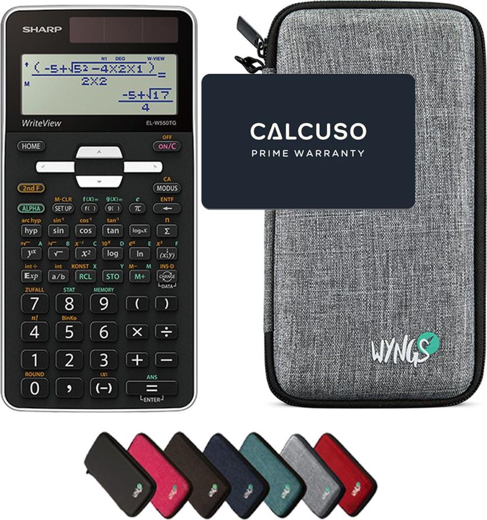 Sharp EL-W550TG inkl. WYNGS Schutztasche Hellgrau - Wissenschaftlicher Taschenrechner - Basic Set