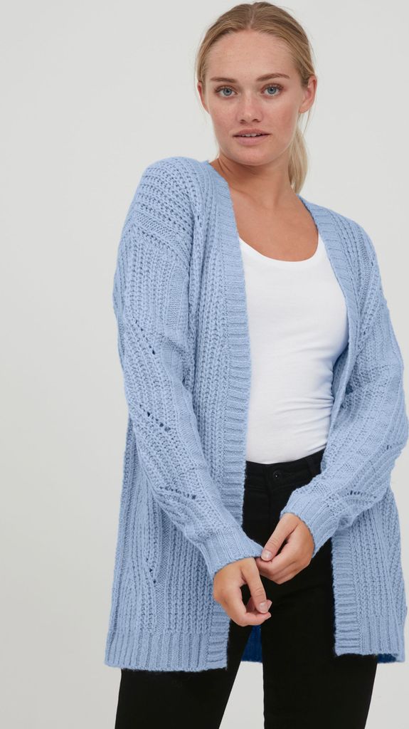 OXMO OXClea Damen Lange Strickjacke Lochstrick Cardigan Strickcardigan