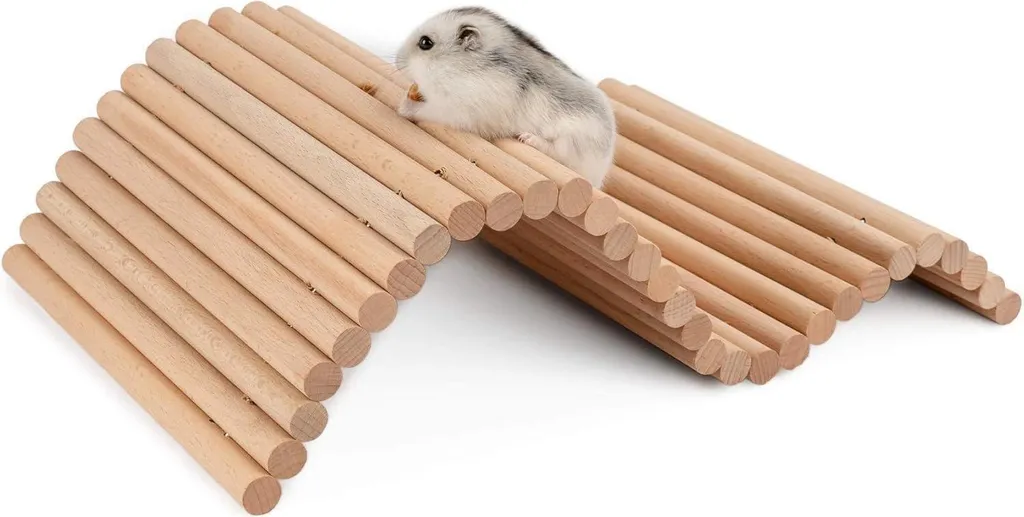 Scaletta Sospesa per Roditori in Legno Naturale - 72cm Modellabile