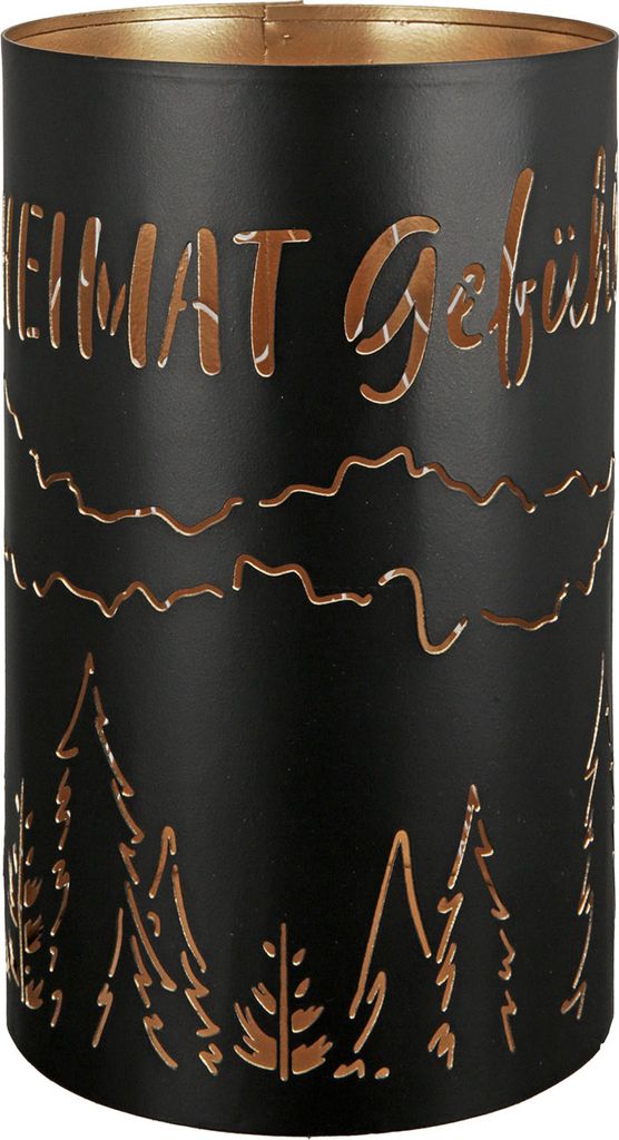 Gilde Metall Windlicht "Heimat Gefühl" VE 2 69140