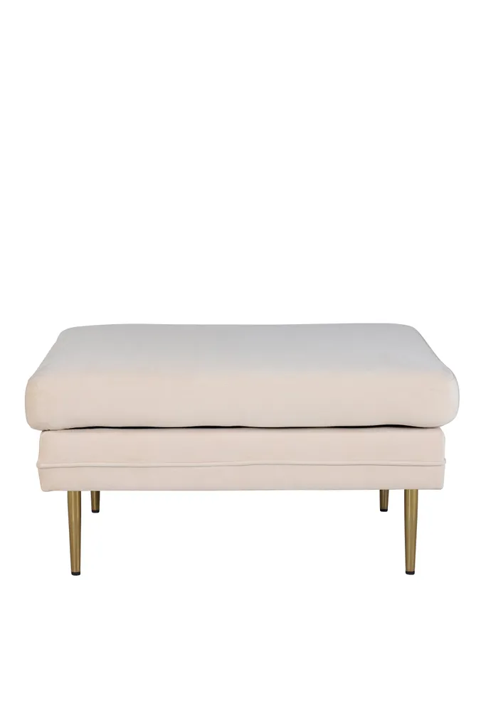 Repose-pieds Velours Blanc Doux Boom avec Base Finition Laiton Luxe