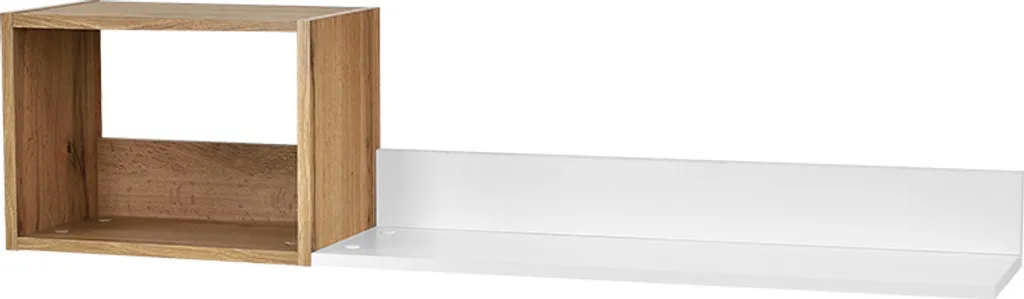 Étagère suspendue MOREL en chêne kraft doré et blanc 100cm design