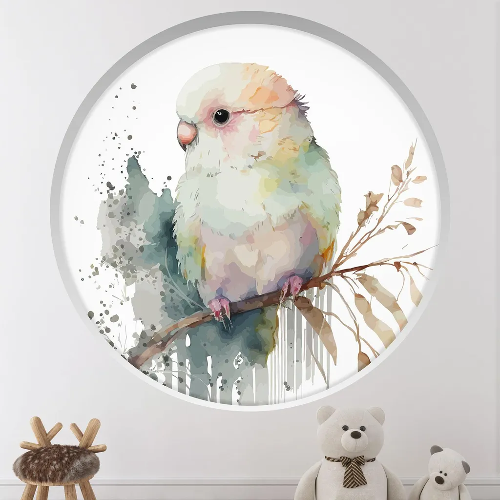 Déco Murale Enfant Arche Ronde Oiseau Lumaléa Diamètre 130 cm pour Mur