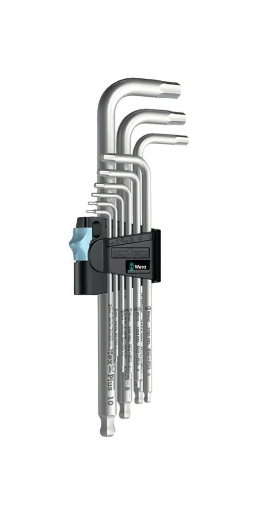 Wera 3950/9 Hex-Plus Stainless 1 Set di chiavi esagonali, metriche, acciaio inox