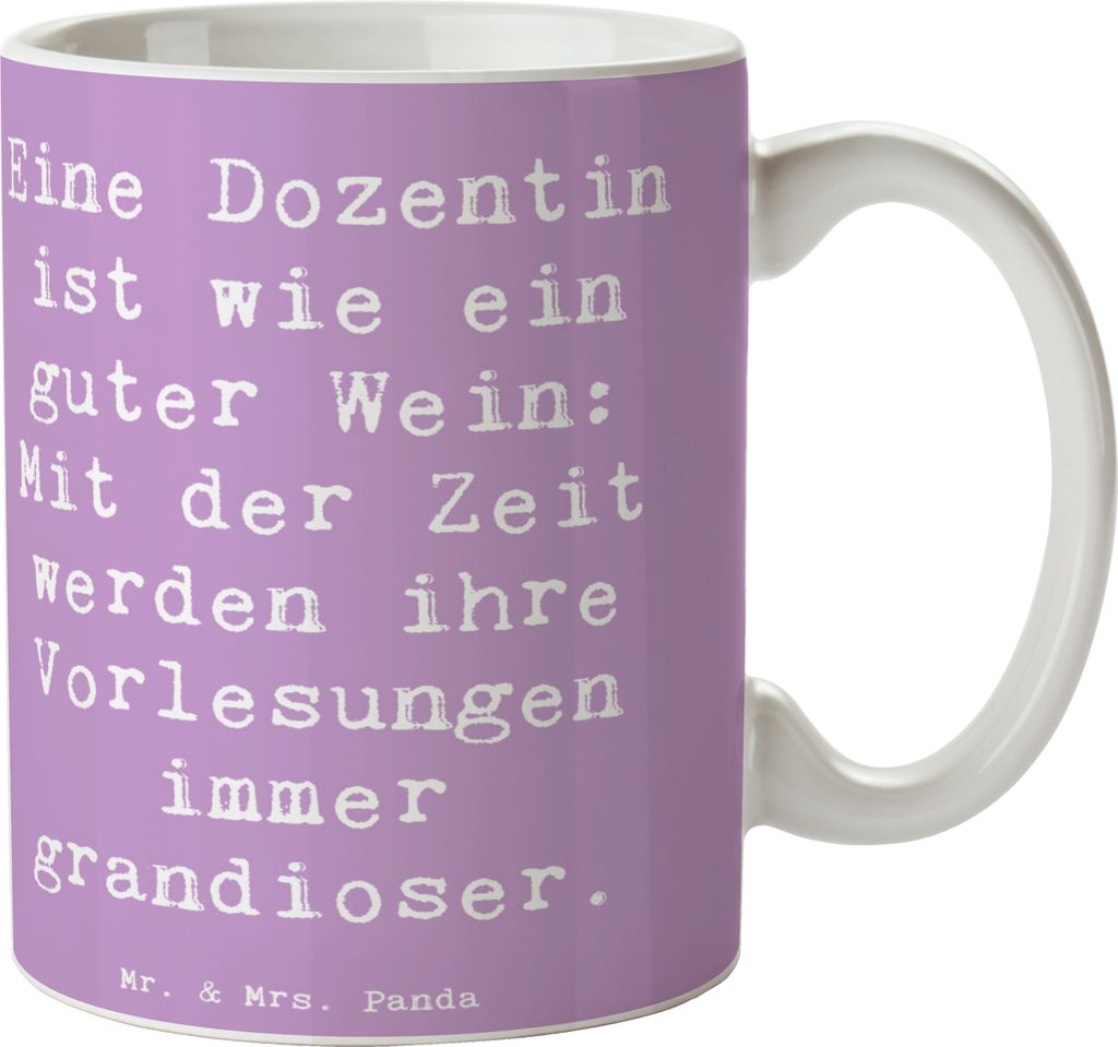 Mr. & Mrs. Panda Kaffeetasse Spruch Dozentin Genuss - Lavendeltraum - Geschenk, Geschenke mit Herz, kaffeebecher keramik, Lehre, Tasse Motiv, Beruf...