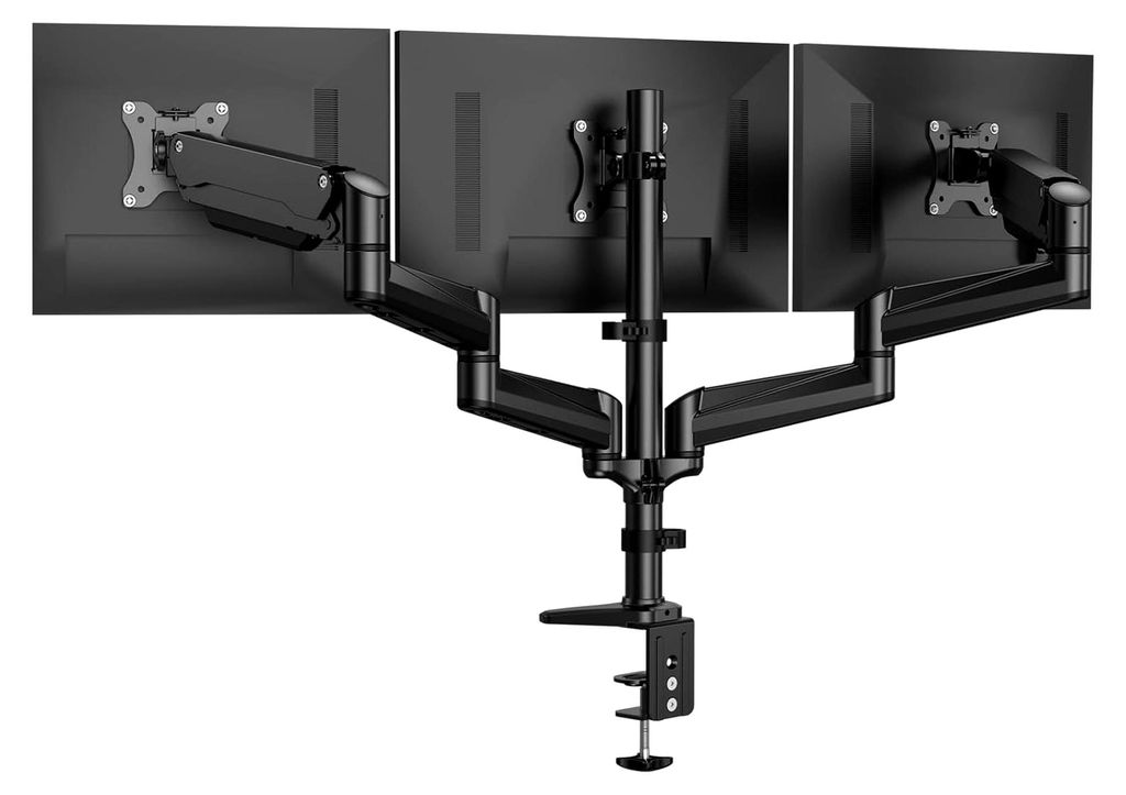 Monitorhalterung für 3 Monitore von 17-32 Zoll, höhenverstellbar, Tragfähigkeit 8 kg pro Arm, Schwarz