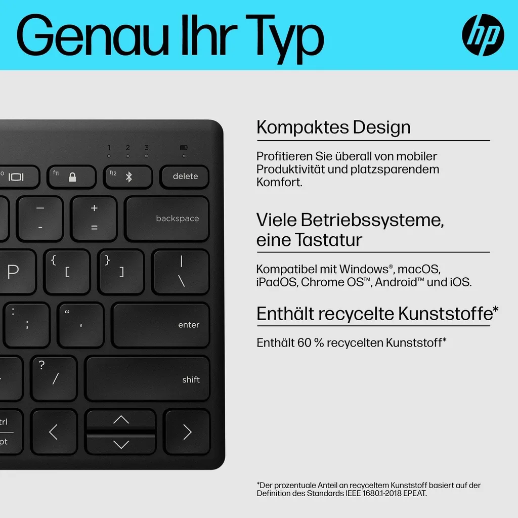 Clavier Nomade HP 355 Multi-Device pour Télétravail et Bureau Flexible