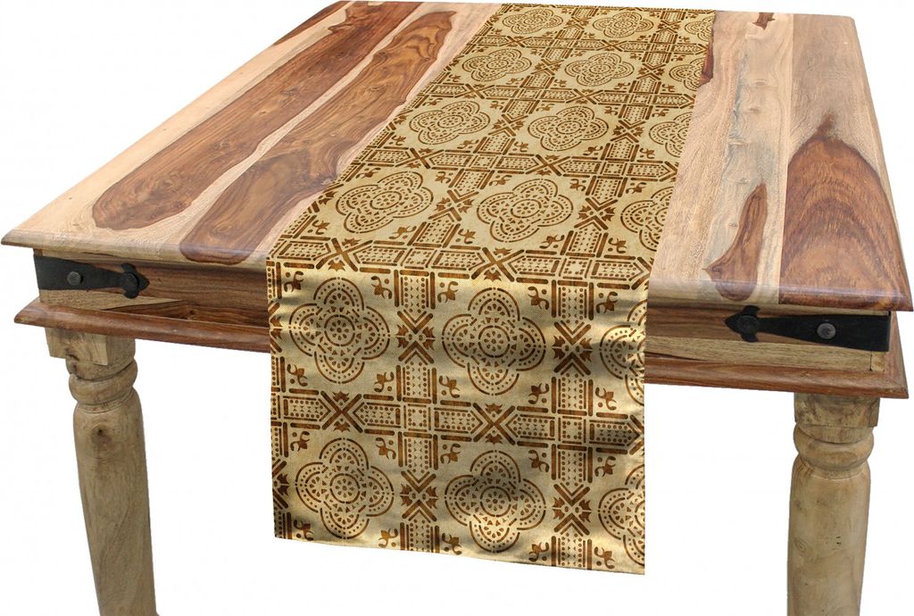 ABAKUHAUS orientalisch Tischläufer, marokkanische Quatrefoil, Esszimmer Küche Rechteckiger Dekorativer Tischläufer, 40 x 300 cm, Caramel und Beige