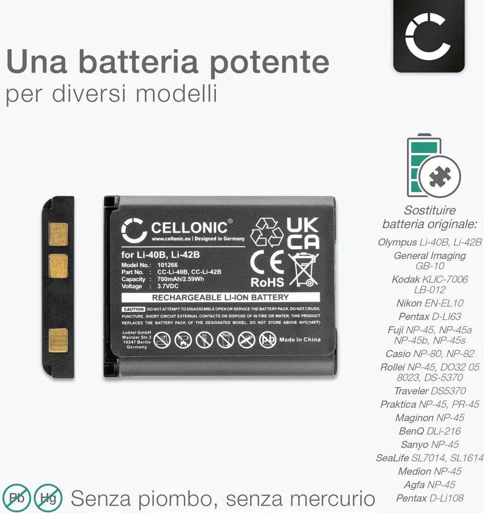 Set 2x Batterie CELLONIC NP-45 Medion Life P44024 E44050 700mAh - 4