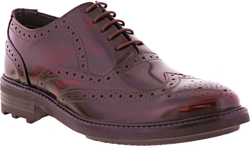 Roamers Herren Leder-Schnürhalbschuhe mit Lochmuster DF587 (45,5 EU) (Stierblut)