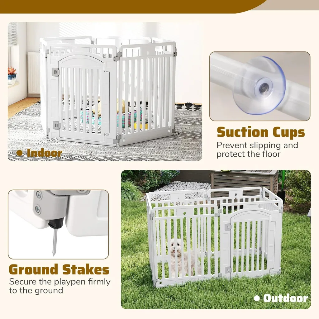 Espace de jeu sécurisé pour chiots - Parc pliable blanc hauteur 80 cm - 4