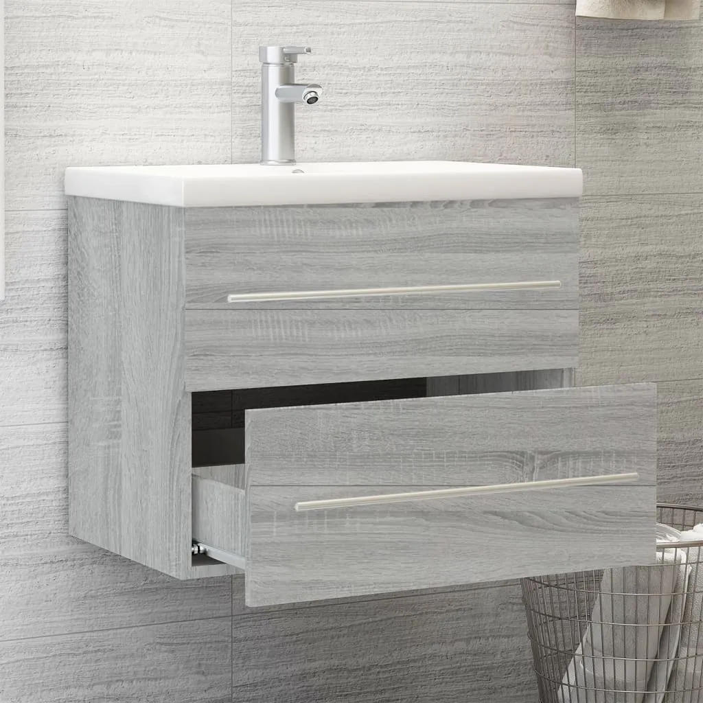 Meuble sous-lavabo avec vasque intégrée pour salle de bain Gris