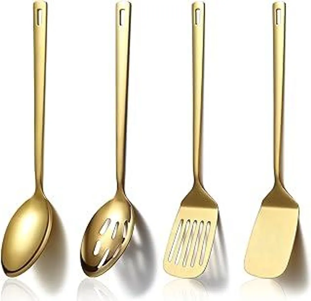 Set Utensili Cucina Oro 4 Pezzi Homquen | Acciaio Inox Professionale