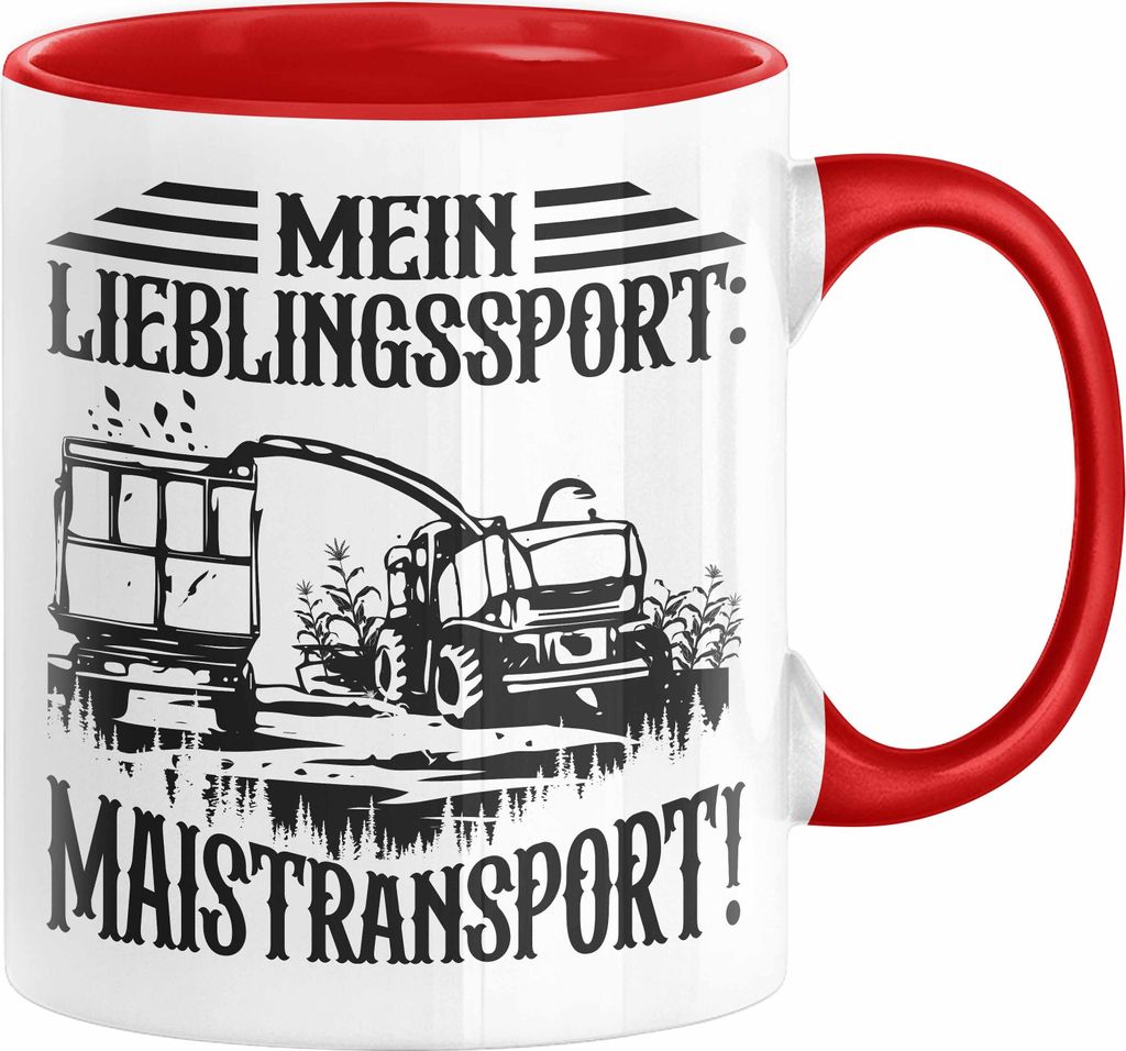Lieblingssport Maistransport Tasse Geschenk Landwirt Bauer Geschenkidee Landwirtschaft Kaffee-Becher Häferl (Rot)