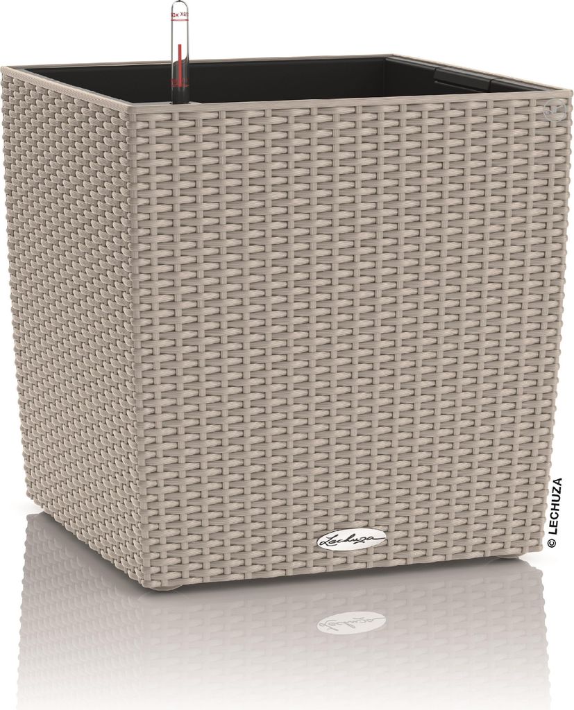 LECHUZA-Pot de fleurs CUBE Cottage 50 Marron sable | Pot de Image du produit 
