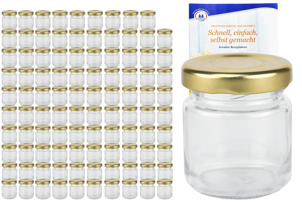 24 Mini Sturzgläser 30 ml Marmeladengläser Einmachgläser Einweckgläser Gold 