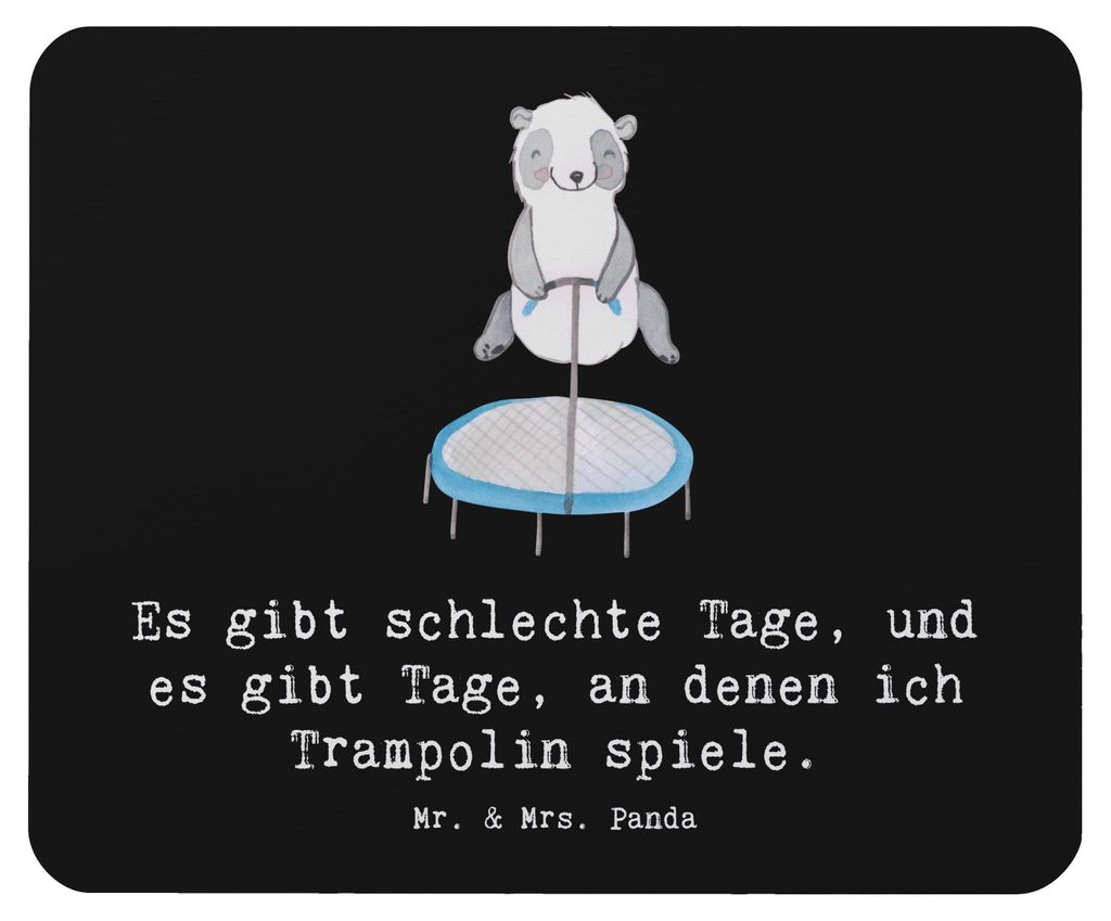 Mr. & Mrs. Panda Mauspad Panda Trampolin springen - Schwarz - Geschenk, mousematte, Turnen, pc, Fitnessstudio, Mouse Pad, mousepad