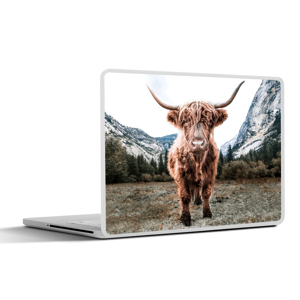 MuchoWow Laptop Aufkleber Sticker Cover Schottischer Highlander - Berg - Tiere 25x18 cm - Laptop-Deko