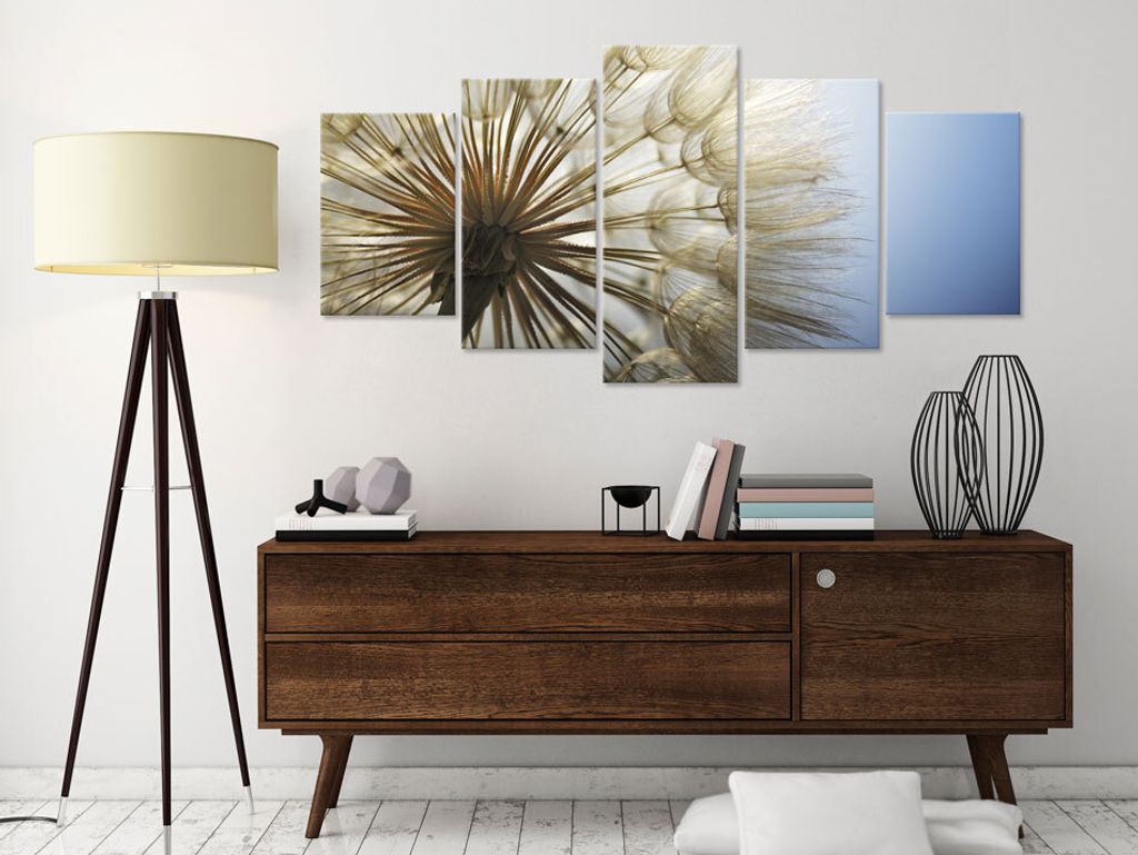 Akustikbild Pusteblume Blumen 200x100 cm Bilder Akustikschaum Hochleistungsschallabsorber Schallschutz Leinwand 5 tlg Wandbild Raumakustik Schalld...