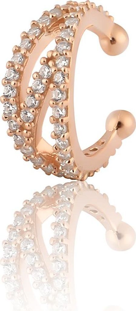 925 Sterling Silber Ear Cuff mit funkelnden Zirkonia-Steinen, Modernes Design
