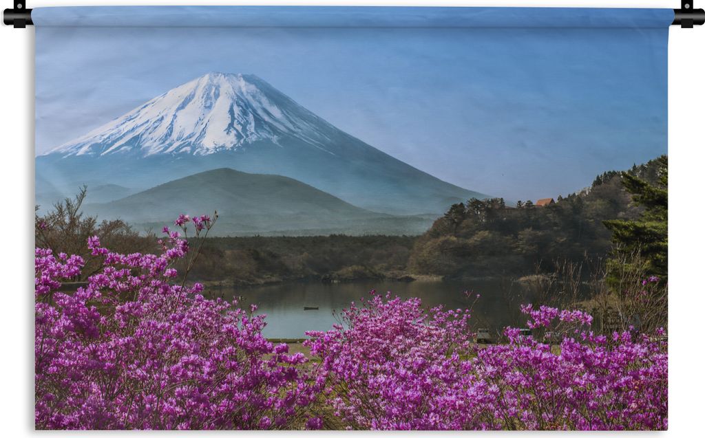 MuchoWow Wandteppich Wandbehang Farbenfrohes Foto vom Berg Fuji in Asien 60x40 cm Tapisserie Dekoration Wandtuch - Wanddekorationen