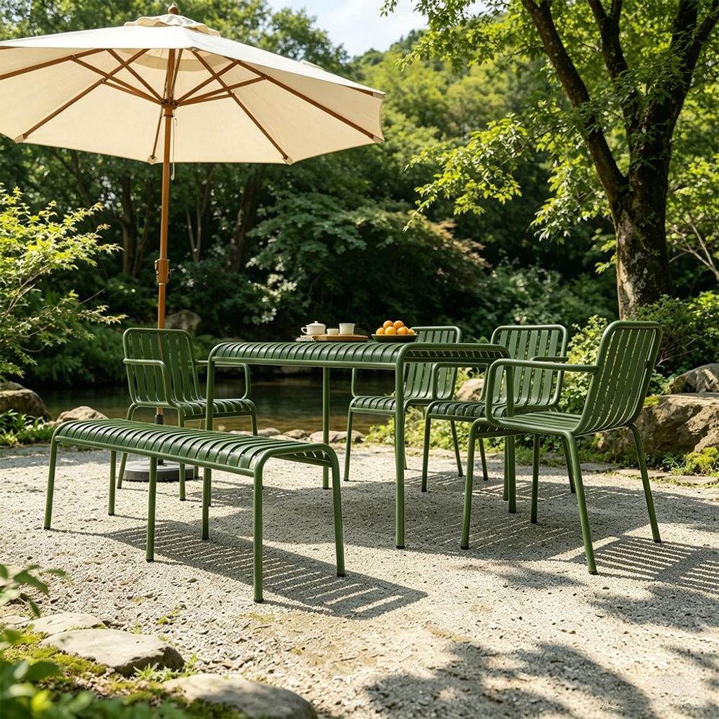 Outdoor Essgruppe Tisch- und Stuhlset aus Eisen – Produktbild 