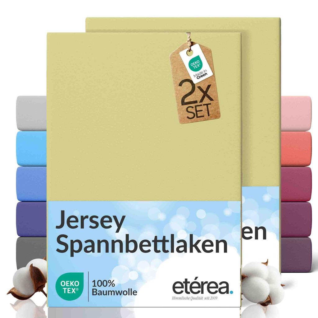 2er Set Jersey Spannbettlaken 120x200cm - 100% BAUMWOLLE - Bettlaken Spannbetttuch 120x200cm - Lind