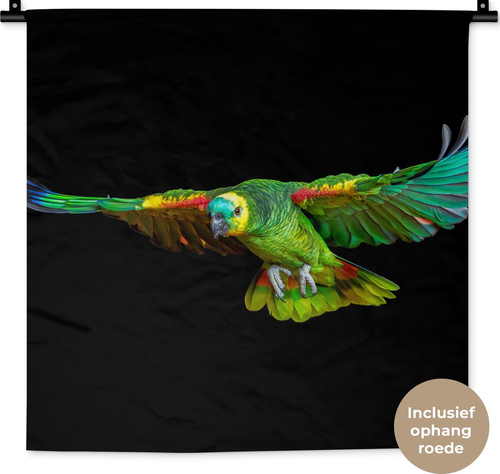 MuchoWow Wandteppich Wandbehang Papagei - Vogel - Federn 60x60 cm Tapisserie Dekoration Wandtuch - Dekorationen - Wand Decke