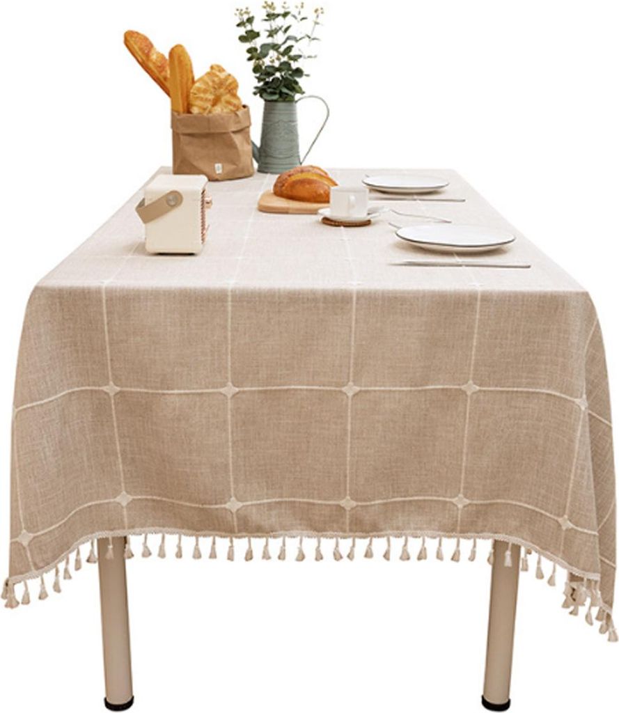 Tischdecke aus Baumwollleinen, wasserdichte Tischdecken, Jute-Tischdecken fš¹r Kš¹che und Esszimmer