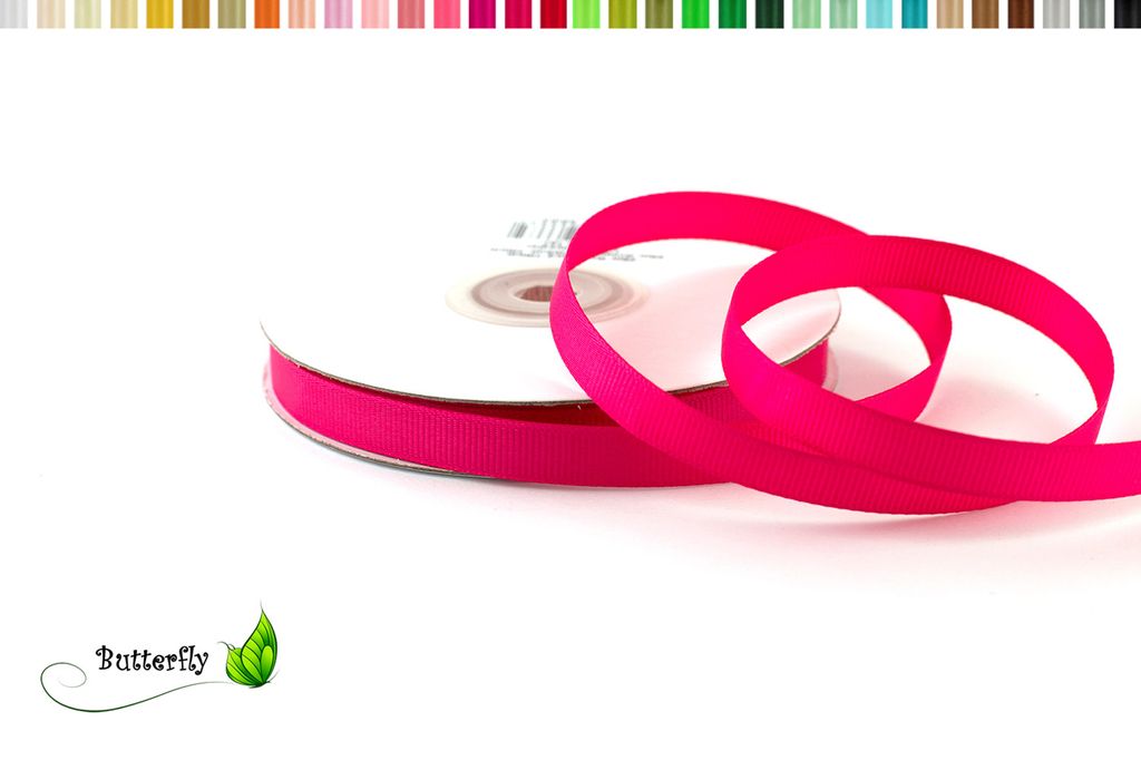 25m Rolle Ripsband 10mm, Farbauswahl:fuchsia / pink 187