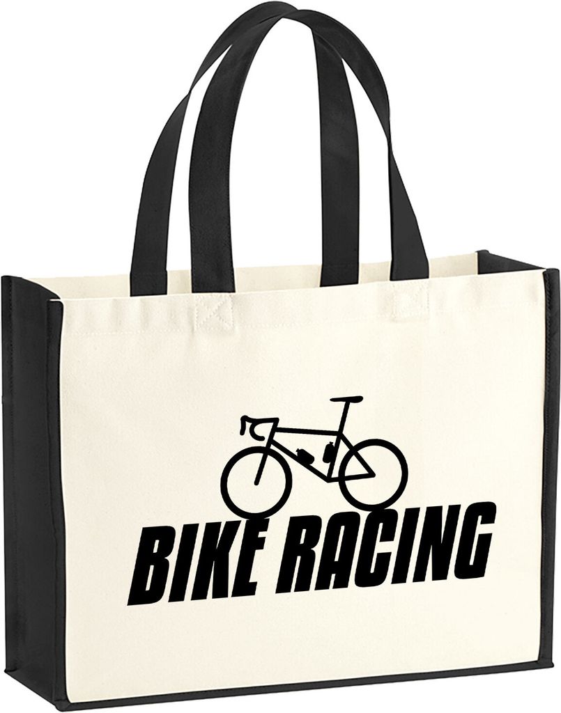 Huuraa Jutetasche Bike Racing Fahrrad 21 Liter Black Jute und Baumwolle Einkaufstasche Geschenkidee