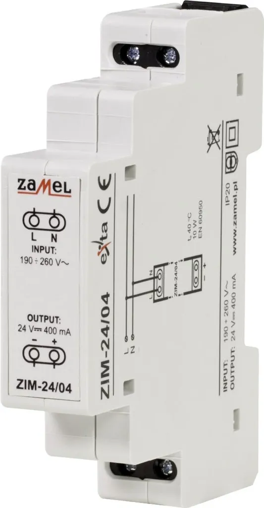 Alimentation 24V compacte ZIM-24/04 9,6W Zamel à haut rendement