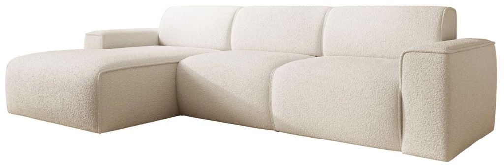 Selsey Bouvi – Ecksofa, Ottomane links, creme, Bouclé Produktbild 
