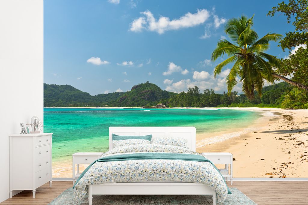 MuchoWow Fototapete für Wohnzimmer oder Schlafzimmer Wandtapete Vinyl Motivtapete Tropisch - Wasser - Blau - 525x350 cm - Das Hintergrundbild