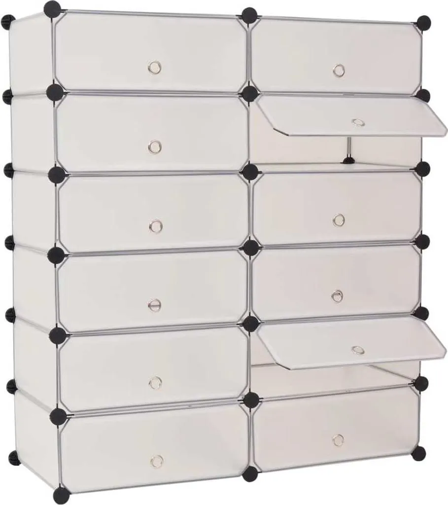 The Living Store Organiseur à chaussures Pliable 12 Compartiments Blanc