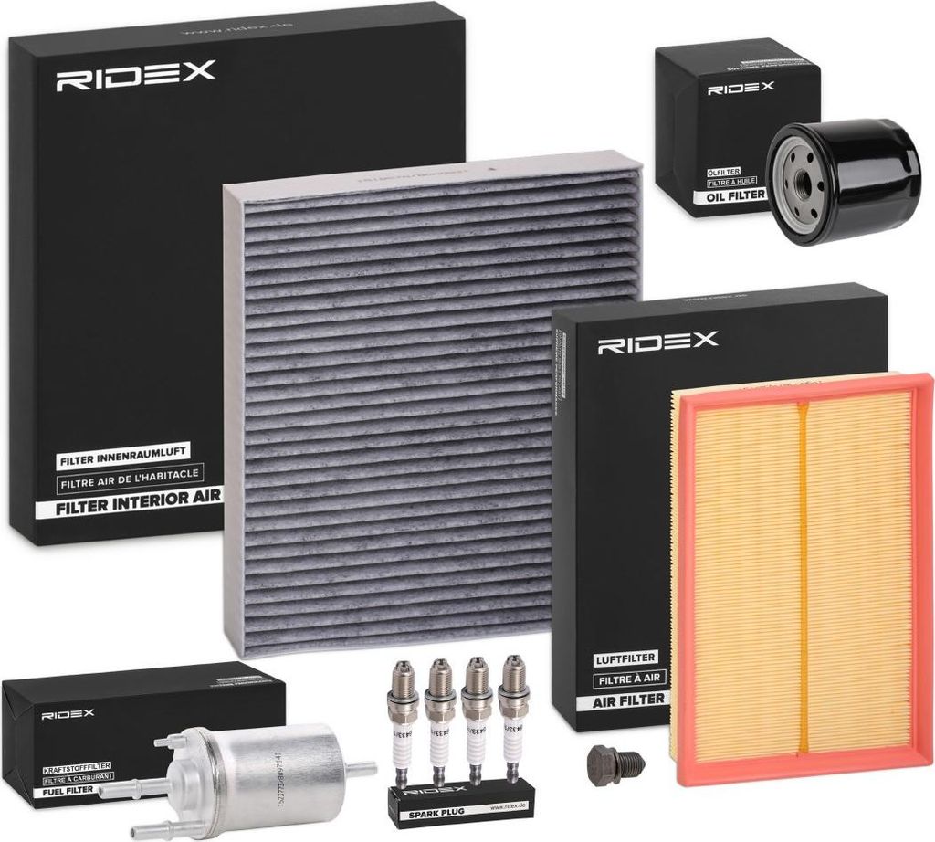 RIDEX Inspektionspaket Filterset für VW POLO (9N) für SKODA Fabia I Combi (6Y5) FABIA (6Y2) FABIA Stufenheck (6Y3) für SEAT Ibiza III Schräghec...