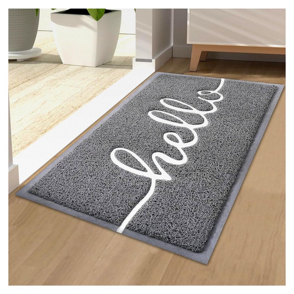 Fußmatte für innen und außen, rutschfeste Schmutzfangmatte, waschbar, für Haustür, Eingangsbereich, Garten (40 x 60 cm, Grau)