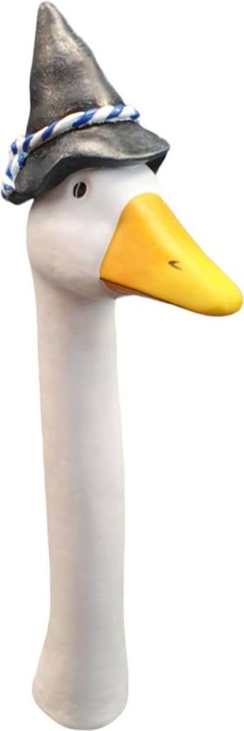Figur Gänsekopf Filzhut 34cm Polyresin 34,5 x 8,5 x 4,5 cm weiß, grau