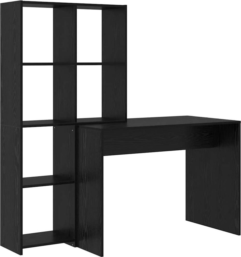 Schreibtisch mit Regal Schwarz Eichen-Optik 138,5 x 55 x 143 cm