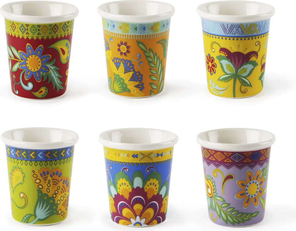 Excelsa Gipsy Soul Set 6 Tazzine Caffè Porcellana 9cl - Design Bunt